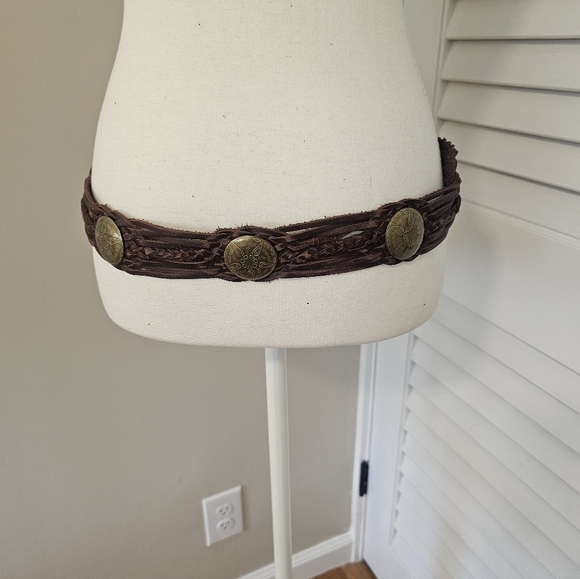 Moroccan Leather Braided Concho Belt - Picture 8 of 11